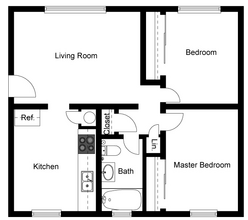 2 Bed 1 Bath 5930-10 floor plan